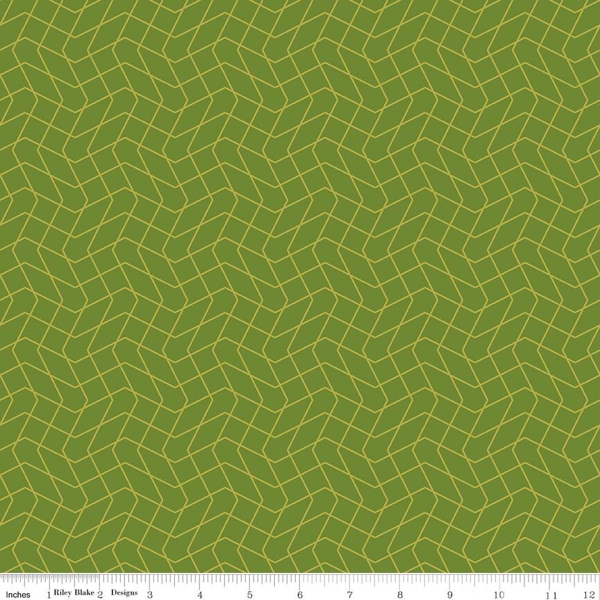 Quilt in Color Wavy Grid Lime Fabric