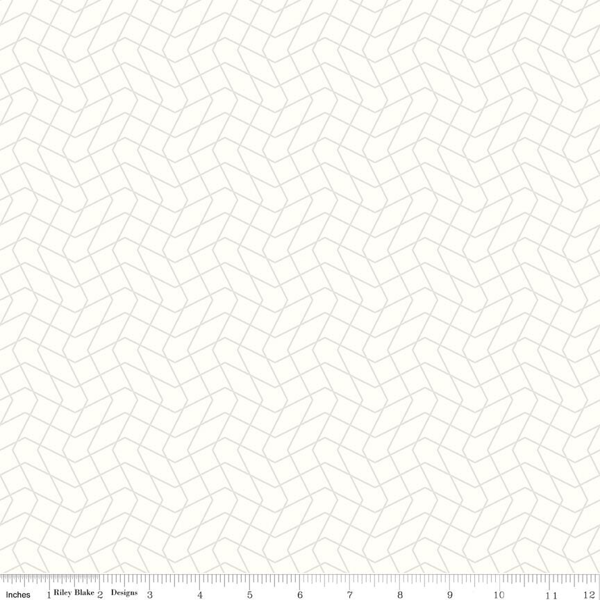 Quilt in Color Wavy Grid White Gray Fabric
