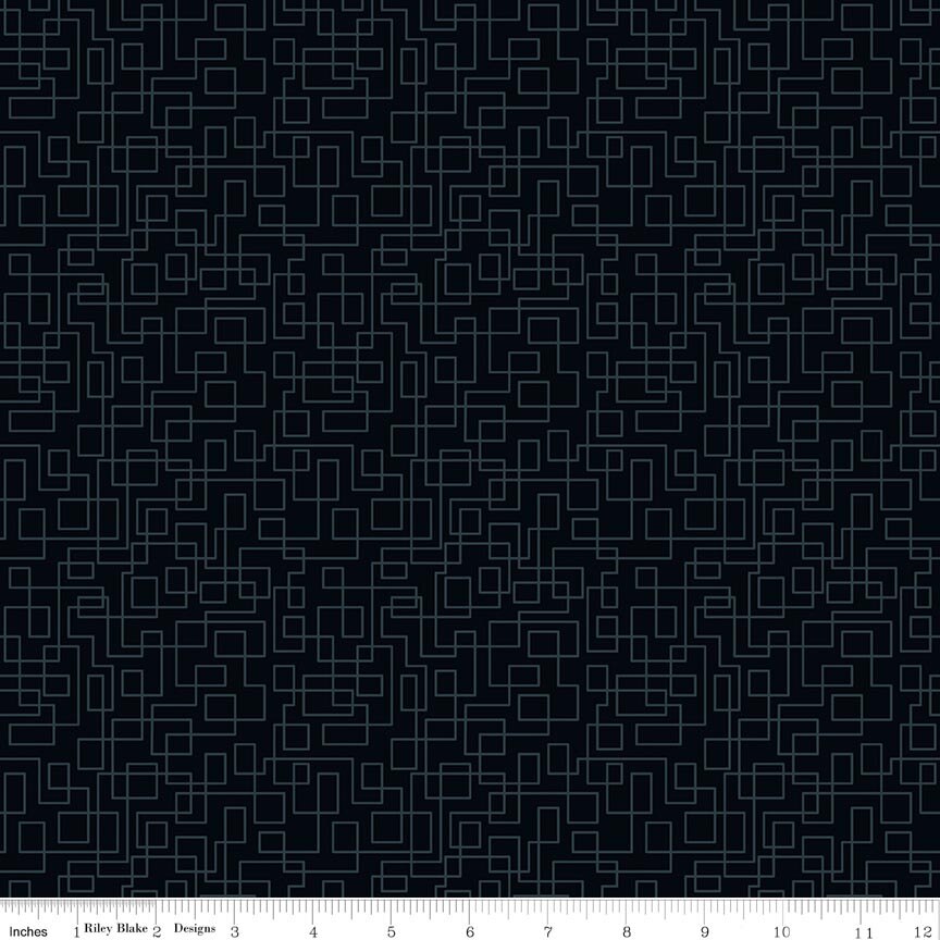 Quilt in Color Boxes Black Fabric