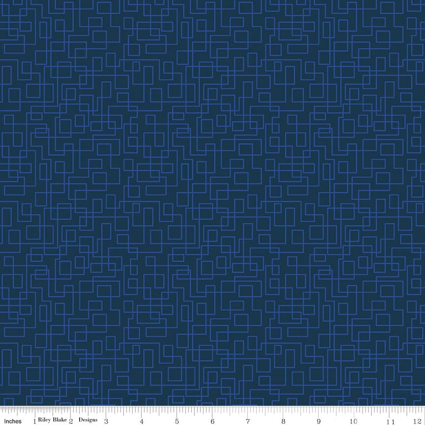 Quilt in Color Boxes Navy Fabric