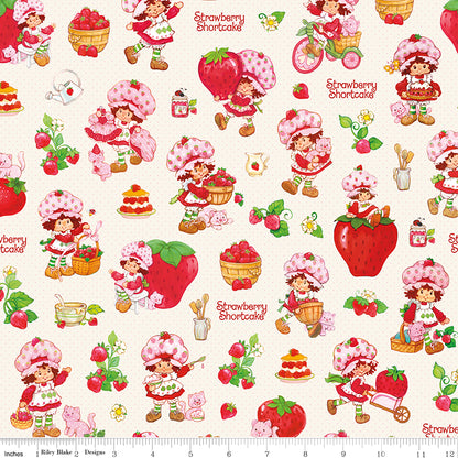 The World of Strawberry Shortcake™ Main Cream Fabric - By the yard