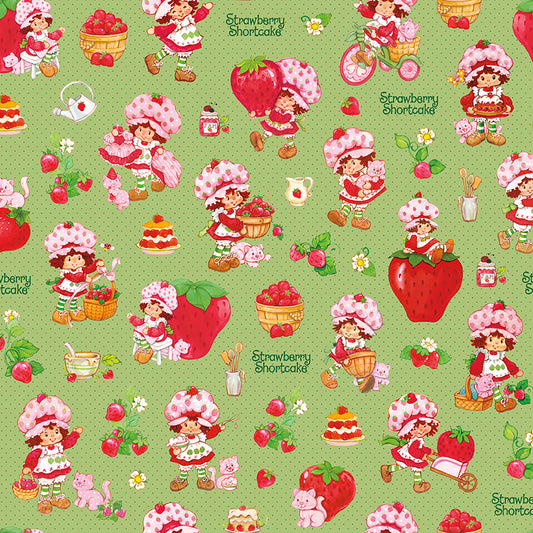 The World of Strawberry Shortcake™ Main Green Fabric - By the yard