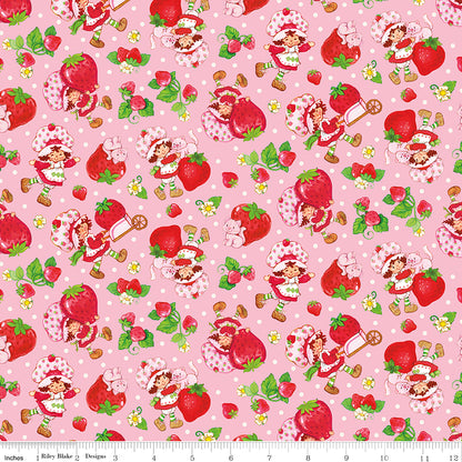 The World of Strawberry Shortcake™ Toss Pink Fabric - By the yard
