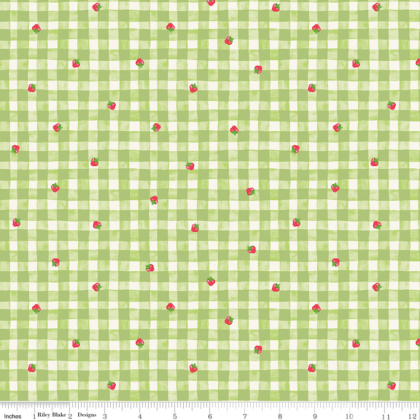 The World of Strawberry Shortcake™ Gingham Green Fabric