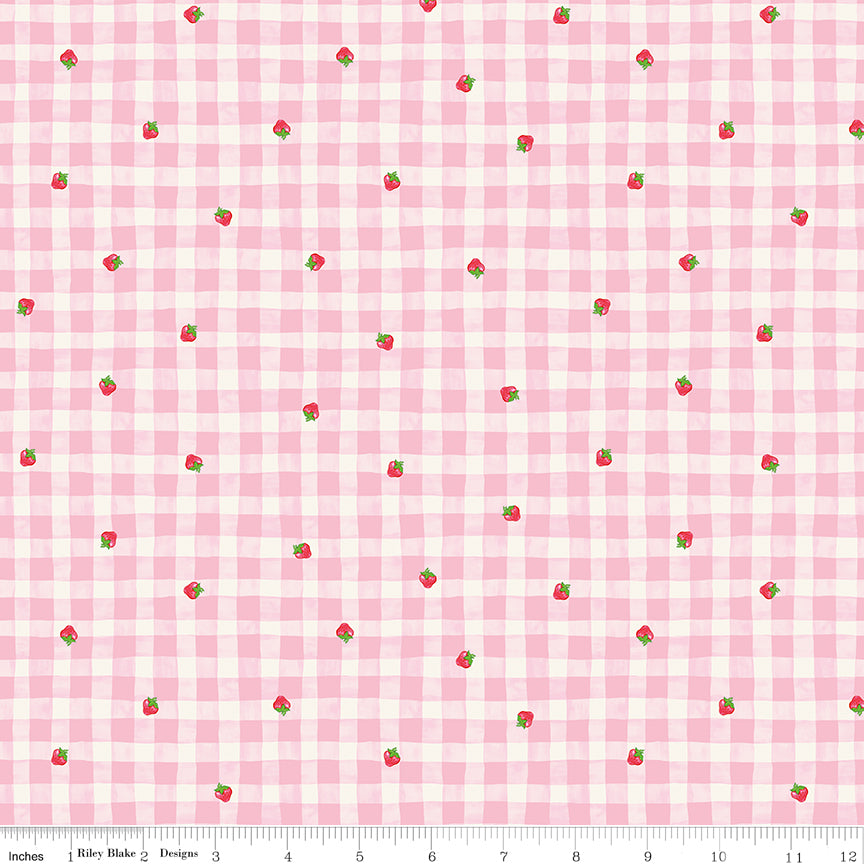 The World of Strawberry Shortcake™ Gingham Pink Fabric