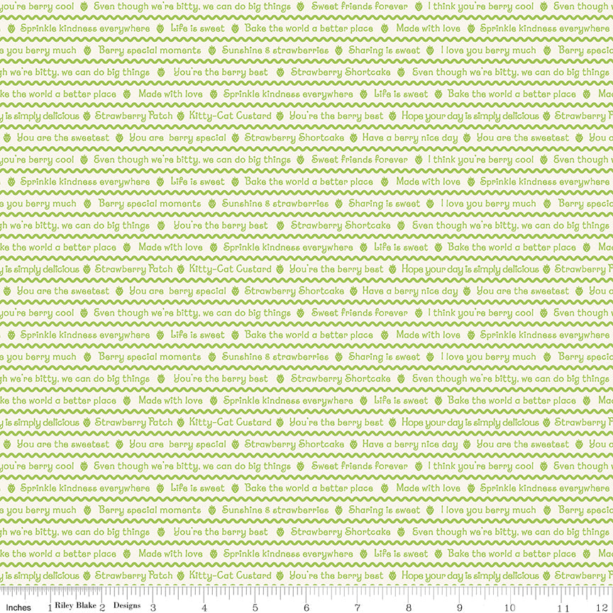 The World of Strawberry Shortcake™ Text Green Fabric