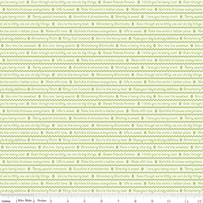 The World of Strawberry Shortcake™ Text Green Fabric - By the yard