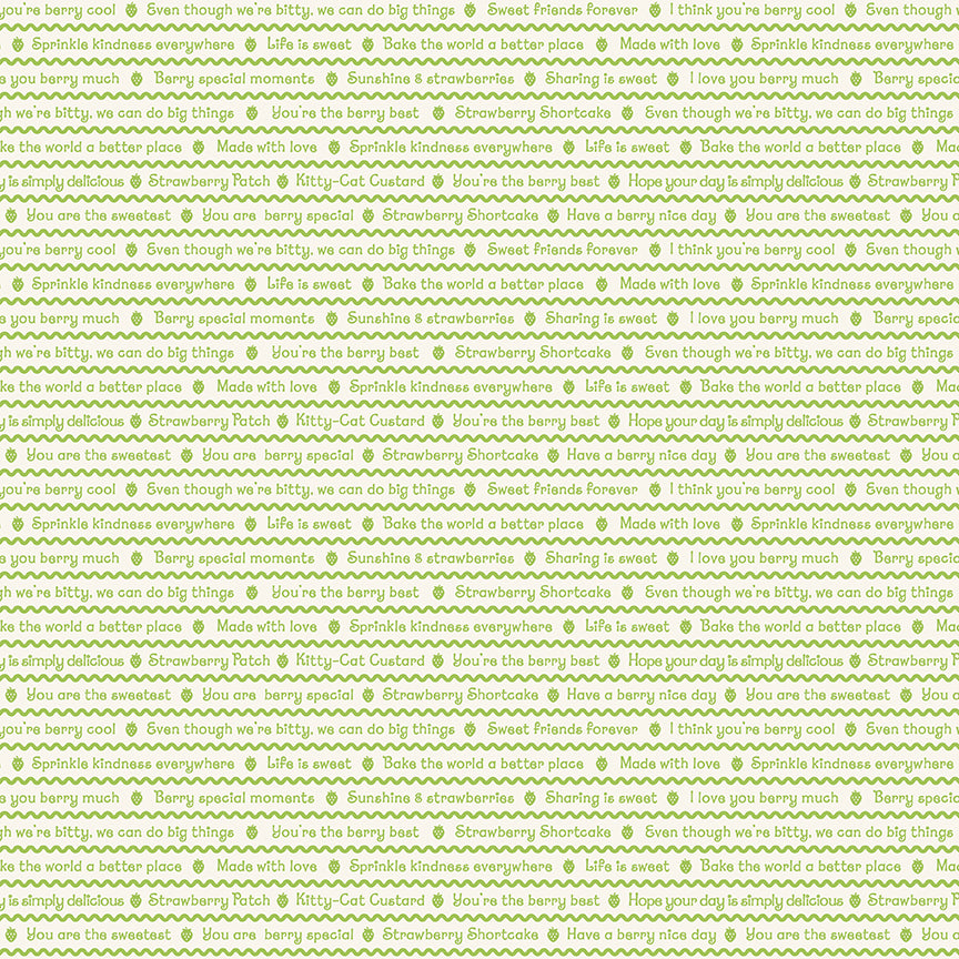 The World of Strawberry Shortcake™ Text Green Fabric