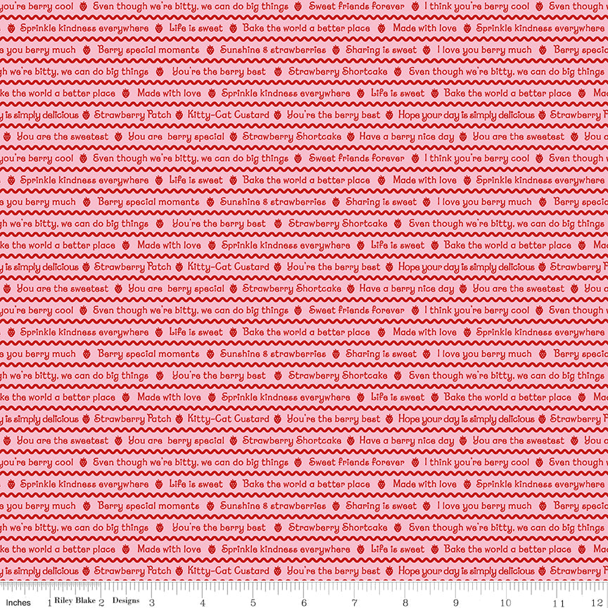 The World of Strawberry Shortcake™ Text Pink Fabric