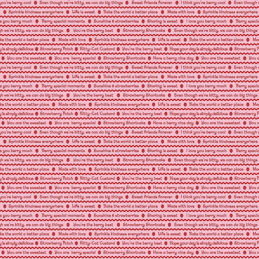 The World of Strawberry Shortcake™ Text Pink Fabric