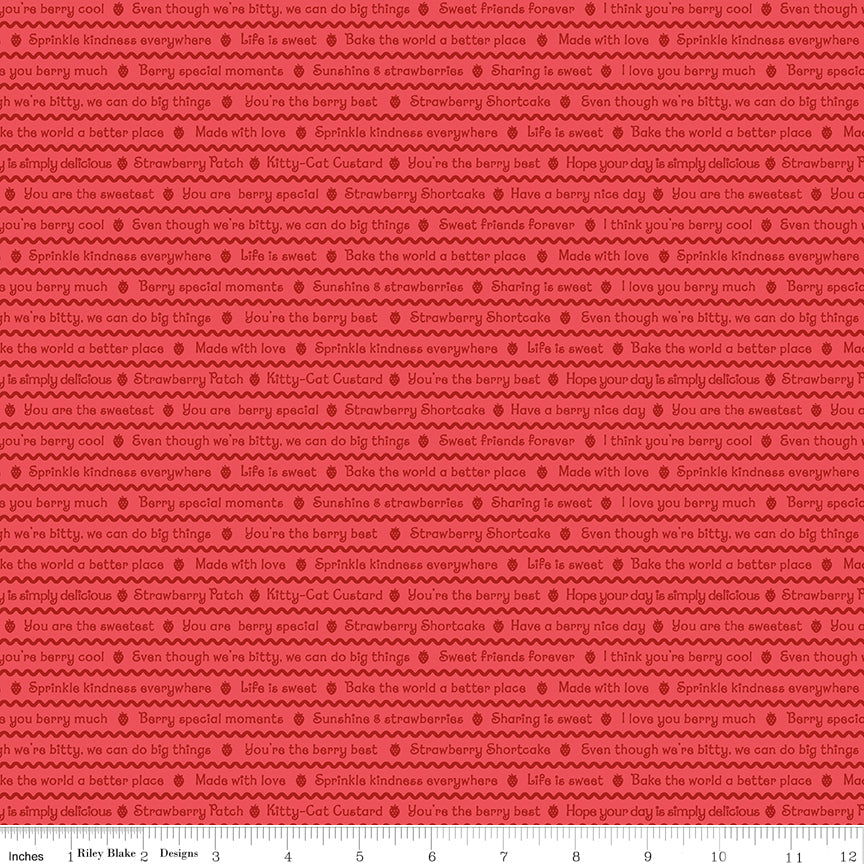 The World of Strawberry Shortcake™ Text Red Fabric