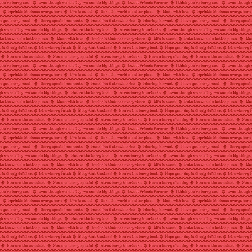 The World of Strawberry Shortcake™ Text Red Fabric