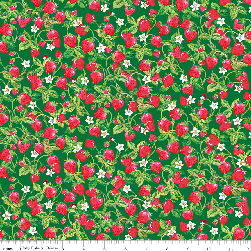 The World of Strawberry Shortcake™ Strawberries Green Fabric