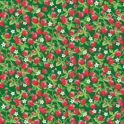 The World of Strawberry Shortcake™ Strawberries Green Fabric - By the yard