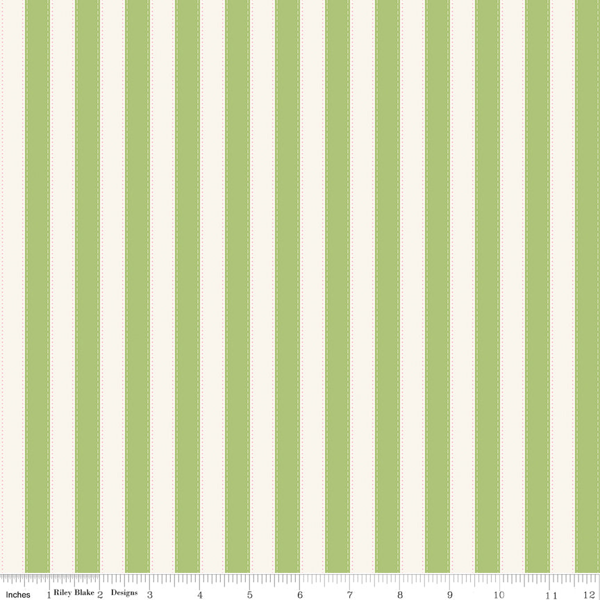 The World of Strawberry Shortcake™ Stripes Green Fabric