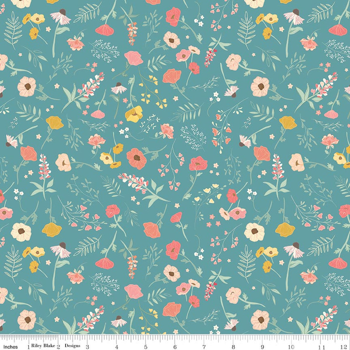 Briarhill Main Wedgewood Fabric by Beverly McCullough for Riley Blake Designs