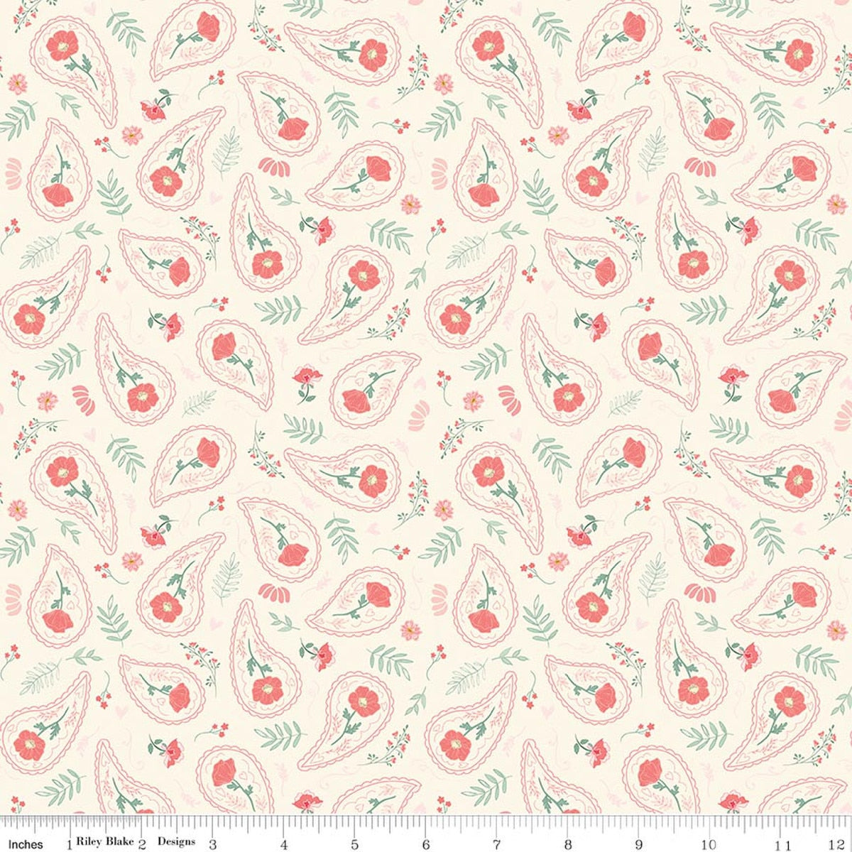 Briarhill Floral Swirls Vintage White Fabric by Beverly McCullough for Riley Blake Designs
