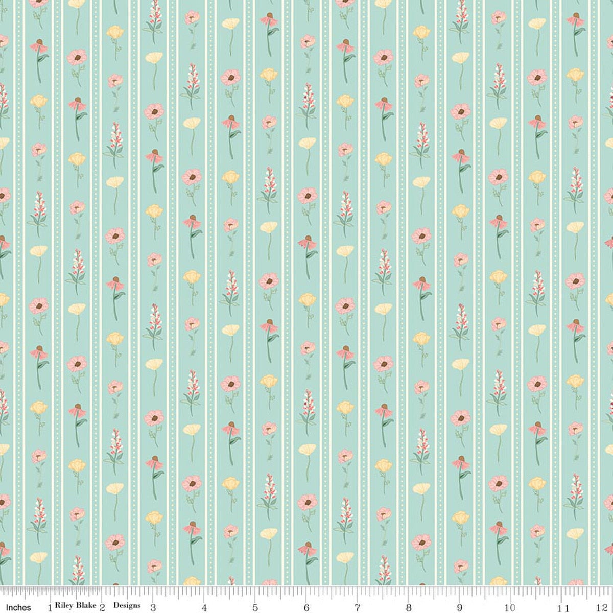 Briarhill Floral Stripes Songbird Fabric by Beverly McCullough for Riley Blake Designs