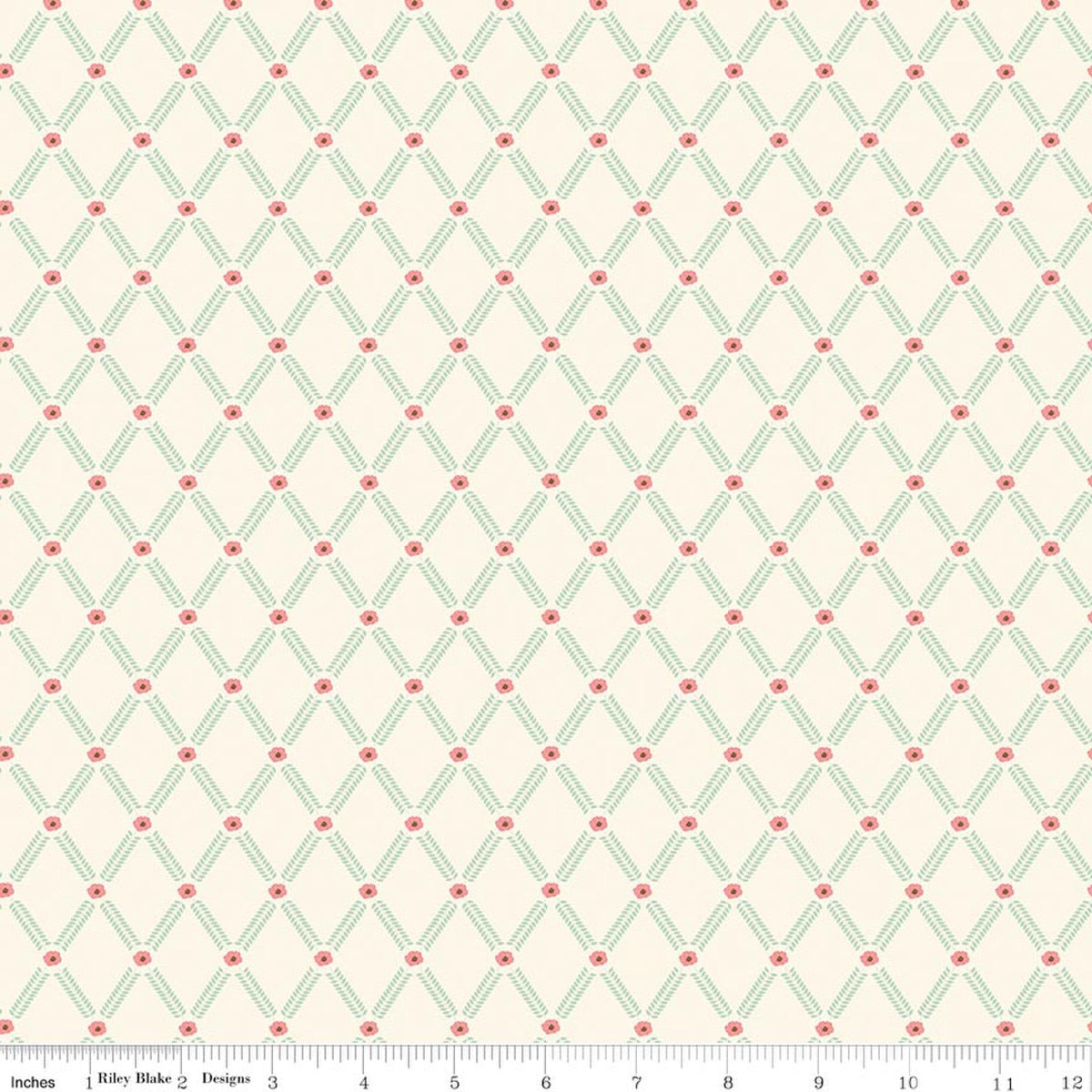 Briarhill Trellis Vines Vintage White Fabric by Beverly McCullough for Riley Blake Designs