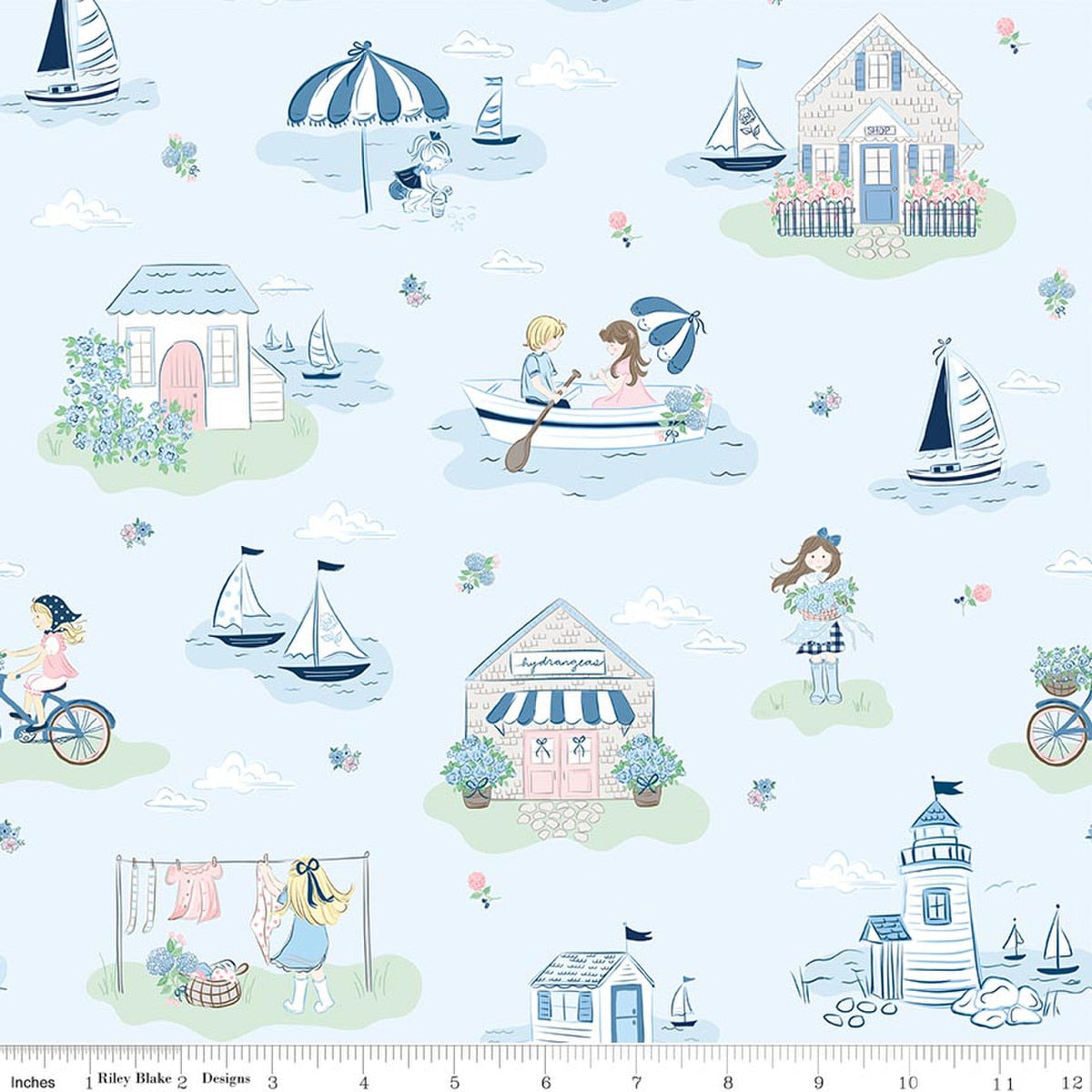 Coastal Dreams Main Blue Fabric by Tasha Noel for Riley Blake Designs