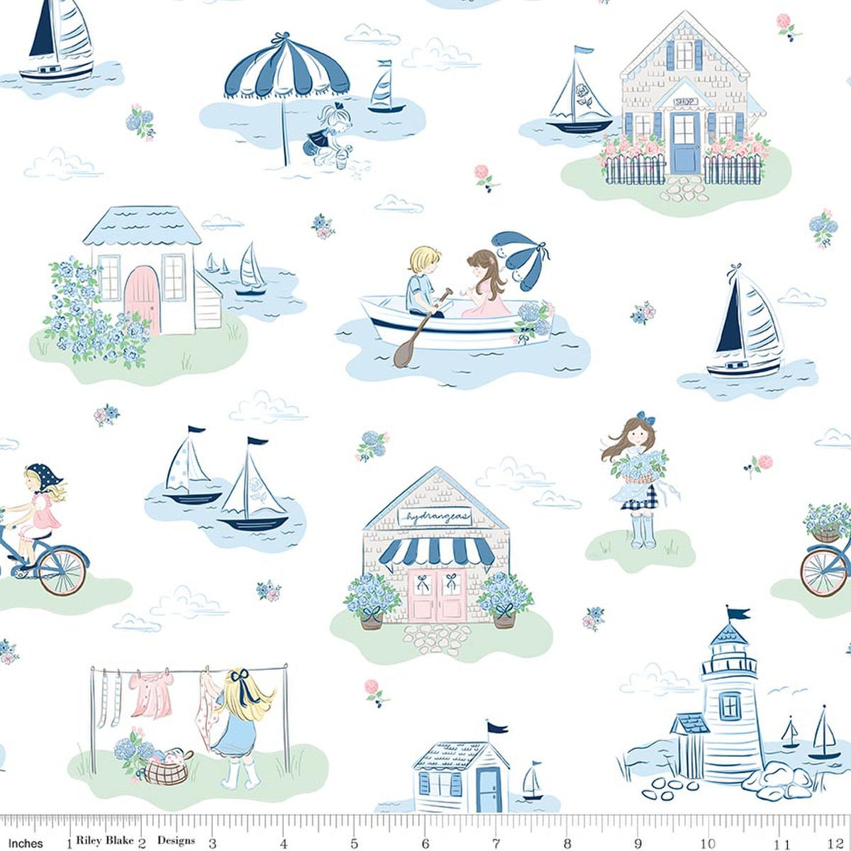 Coastal Dreams Main White Fabric by Tasha Noel for Riley Blake Designs