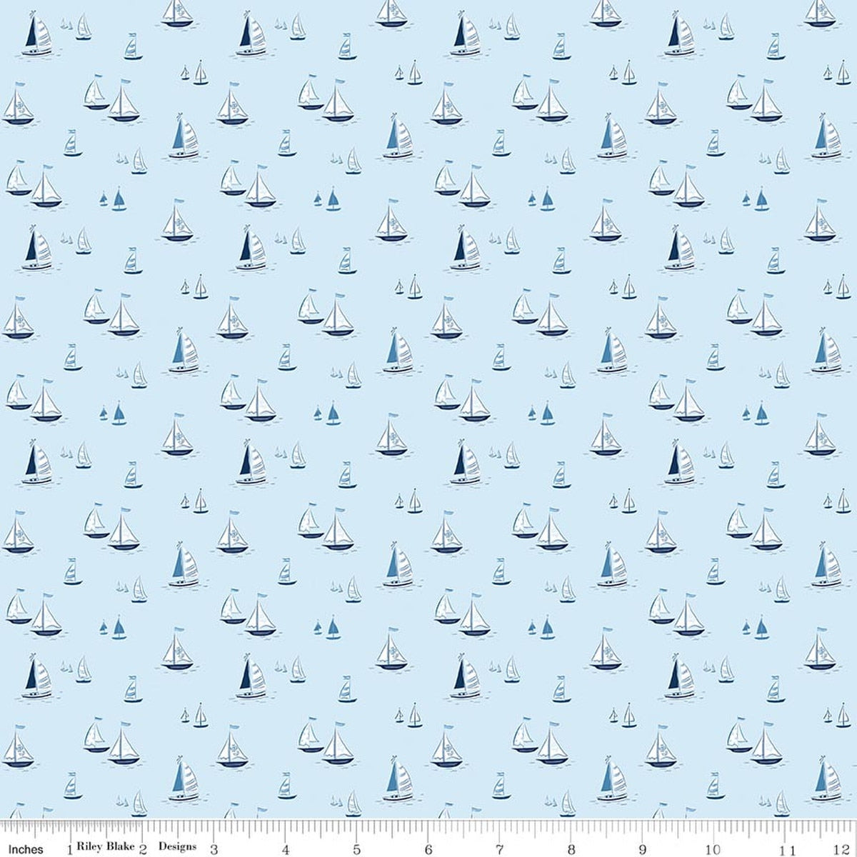 Coastal Dreams Sailboats Blue Fabric by Tasha Noel for Riley Blake Designs