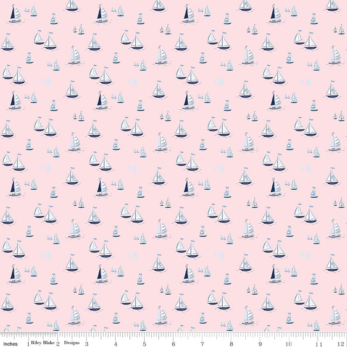 Coastal Dreams Sailboats Pink Fabric by Tasha Noel for Riley Blake Designs