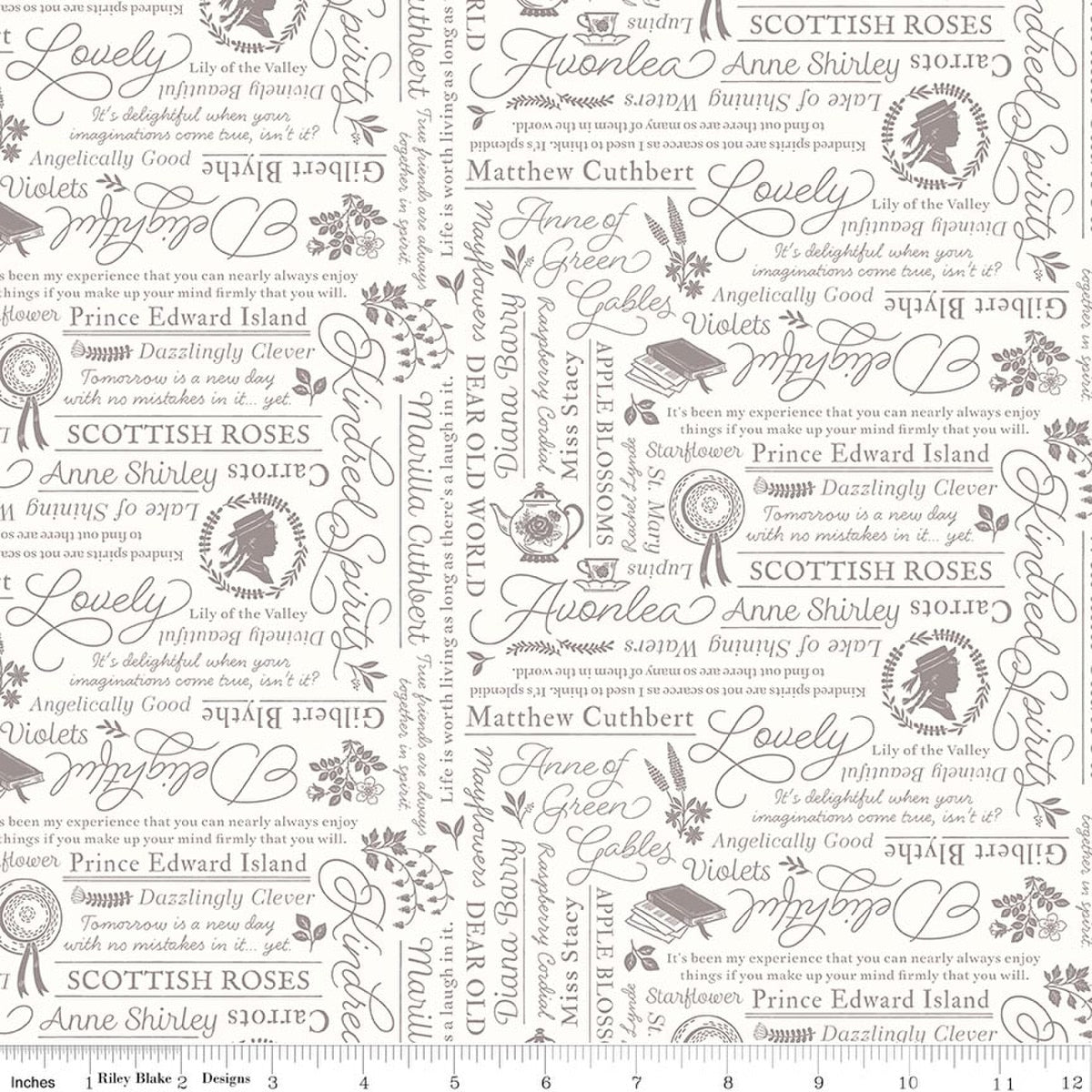 Anne with an E Text Cream from Riley Blake Designs