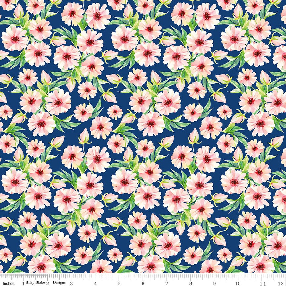 Peonies & Pears Flowers Navy by Lila Tueller for Riley Blake Designs