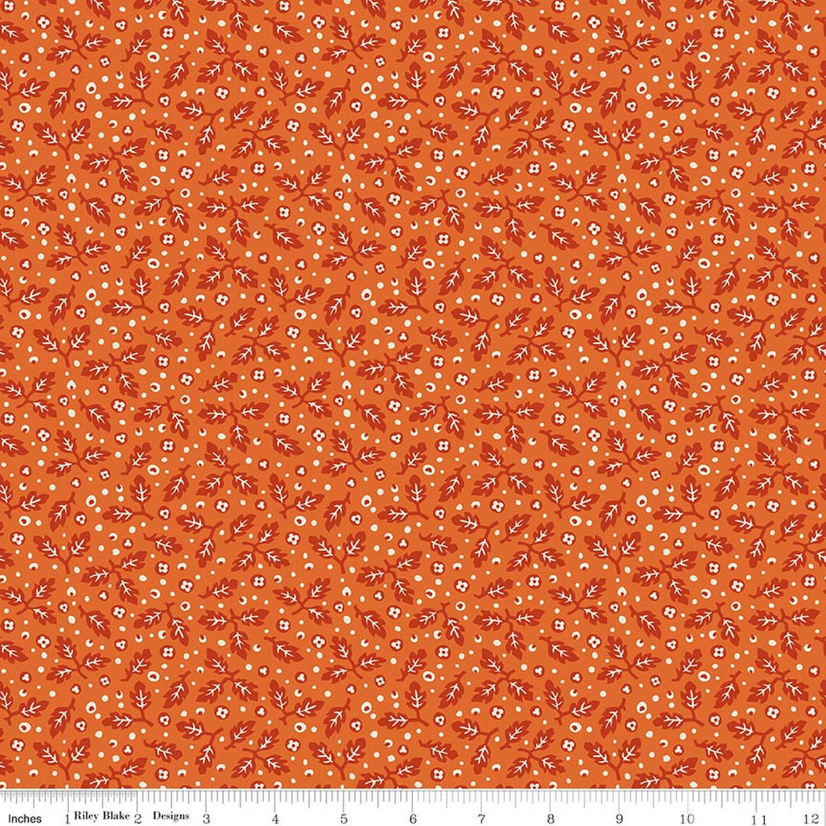 Pumpkin & Licorice Leaves Pumpkin Fabric by Lori Holt for Riley Blake Designs
