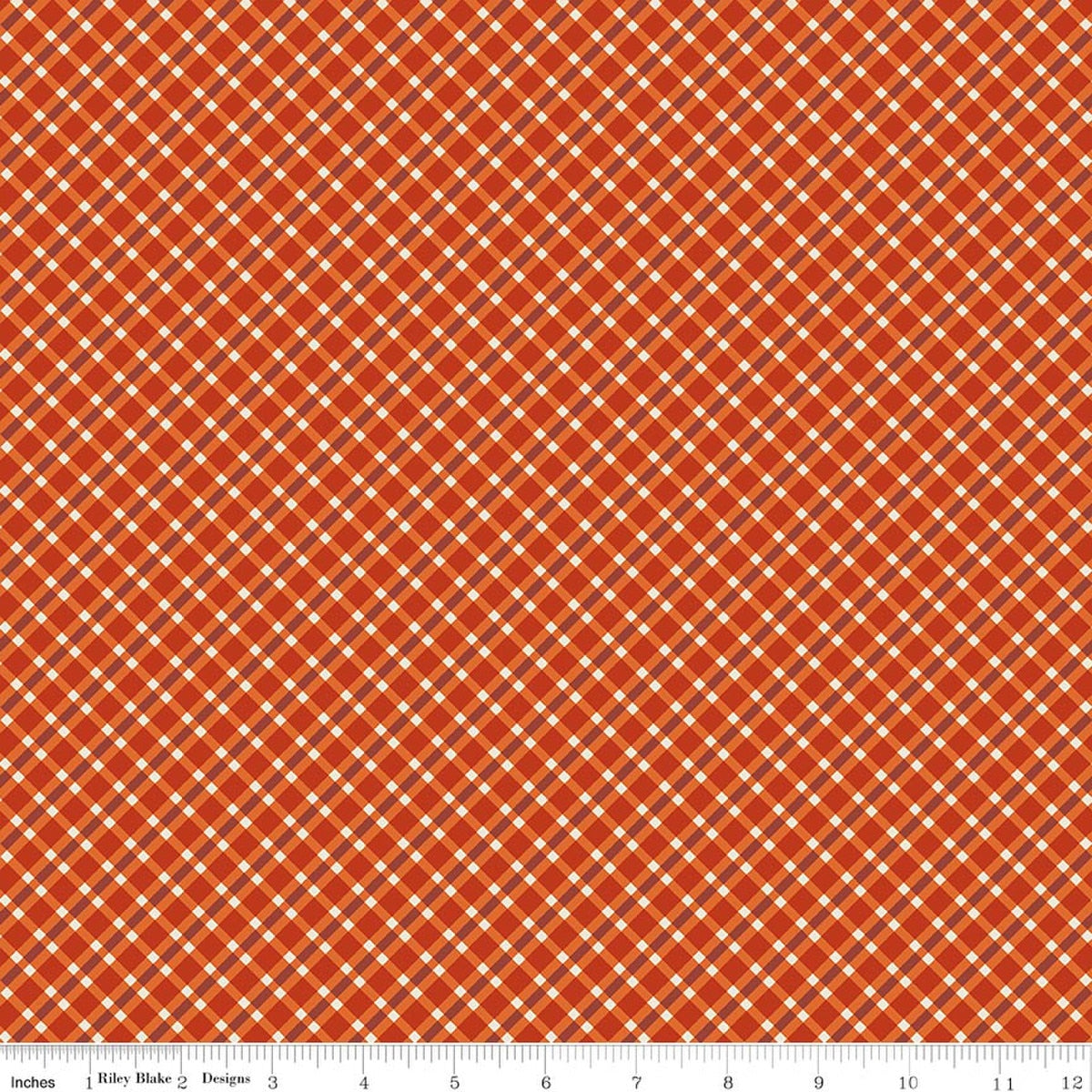 Pumpkin & Licorice Plaid Pumpkin Fabric by Lori Holt for Riley Blake Designs