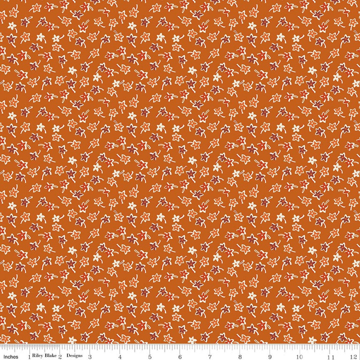 Pumpkin & Licorice Star Flowers Amber Fabric by Lori Holt for Riley Blake Designs