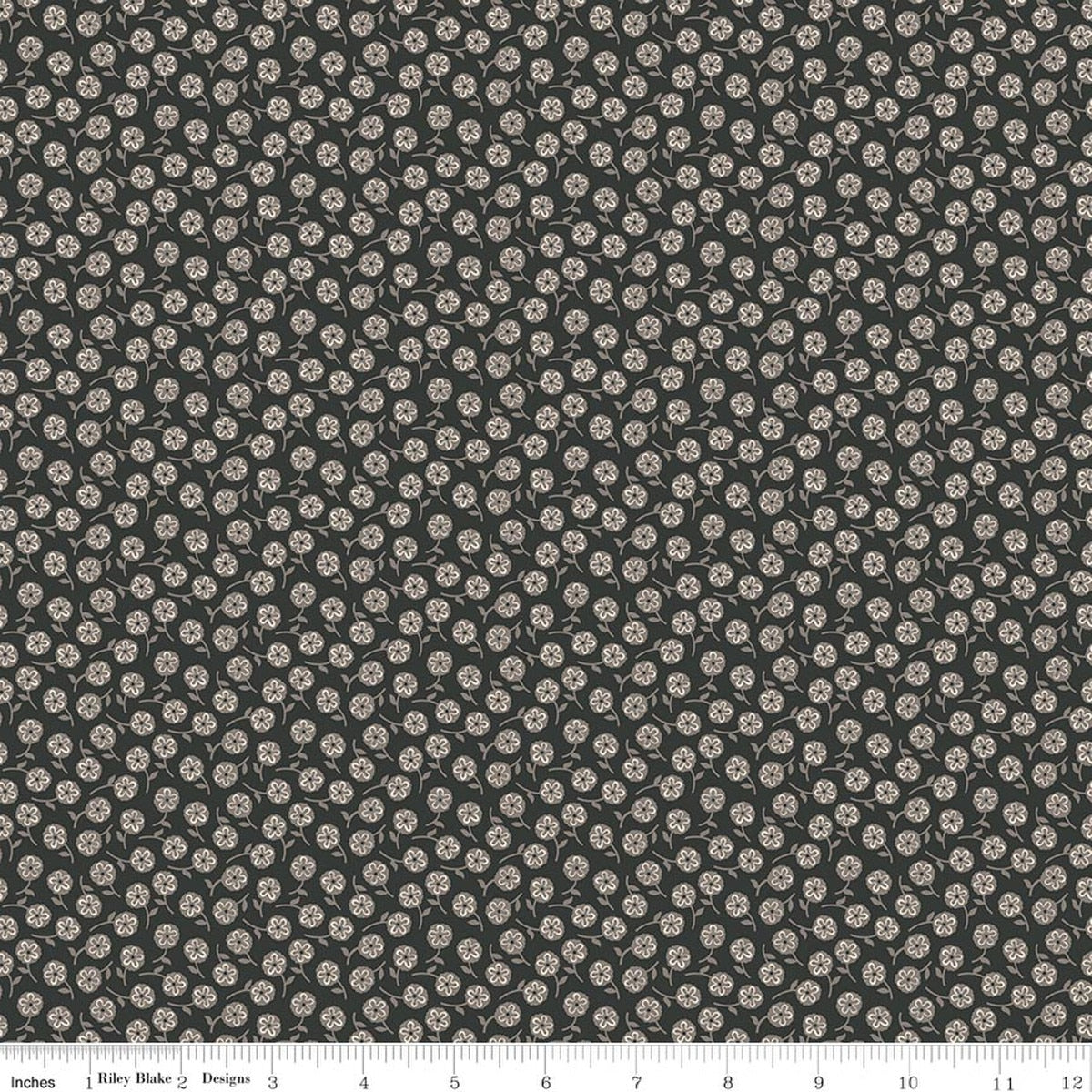 Pumpkin & Licorice Wildflowers Lead Fabric by Lori Holt for Riley Blake Designs