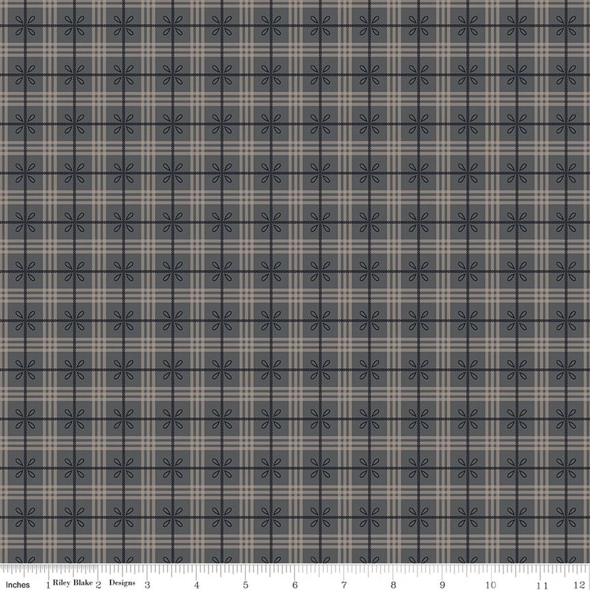 Pumpkin & Licorice Cozy Plaid Shadow Fabric by Lori Holt for Riley Blake Designs