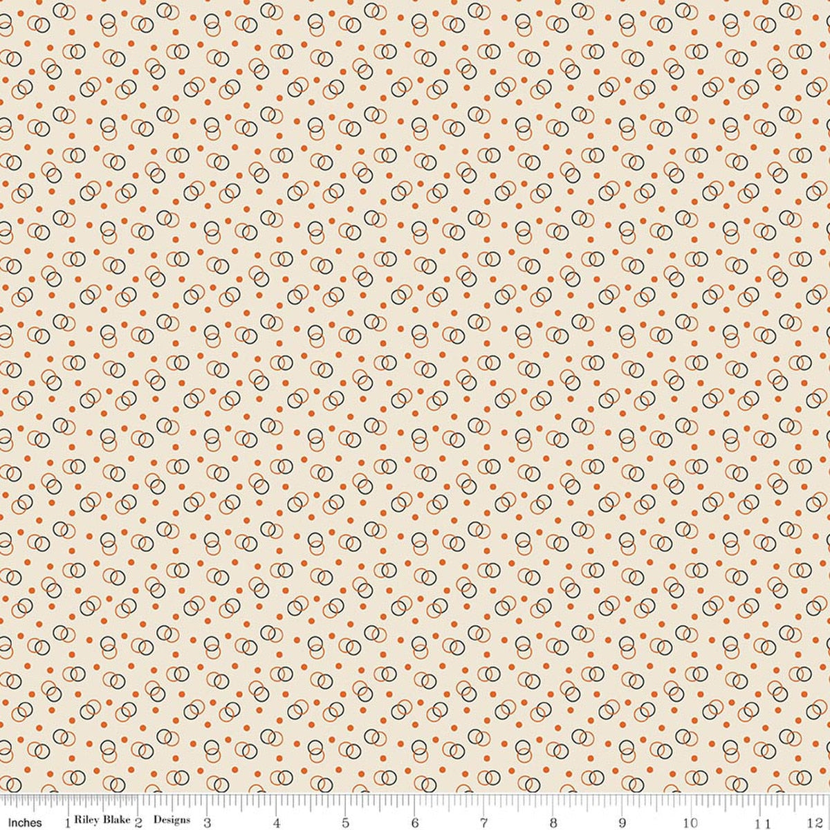 Pumpkin & Licorice Ring Toss Linen Fabric by Lori Holt for Riley Blake Designs