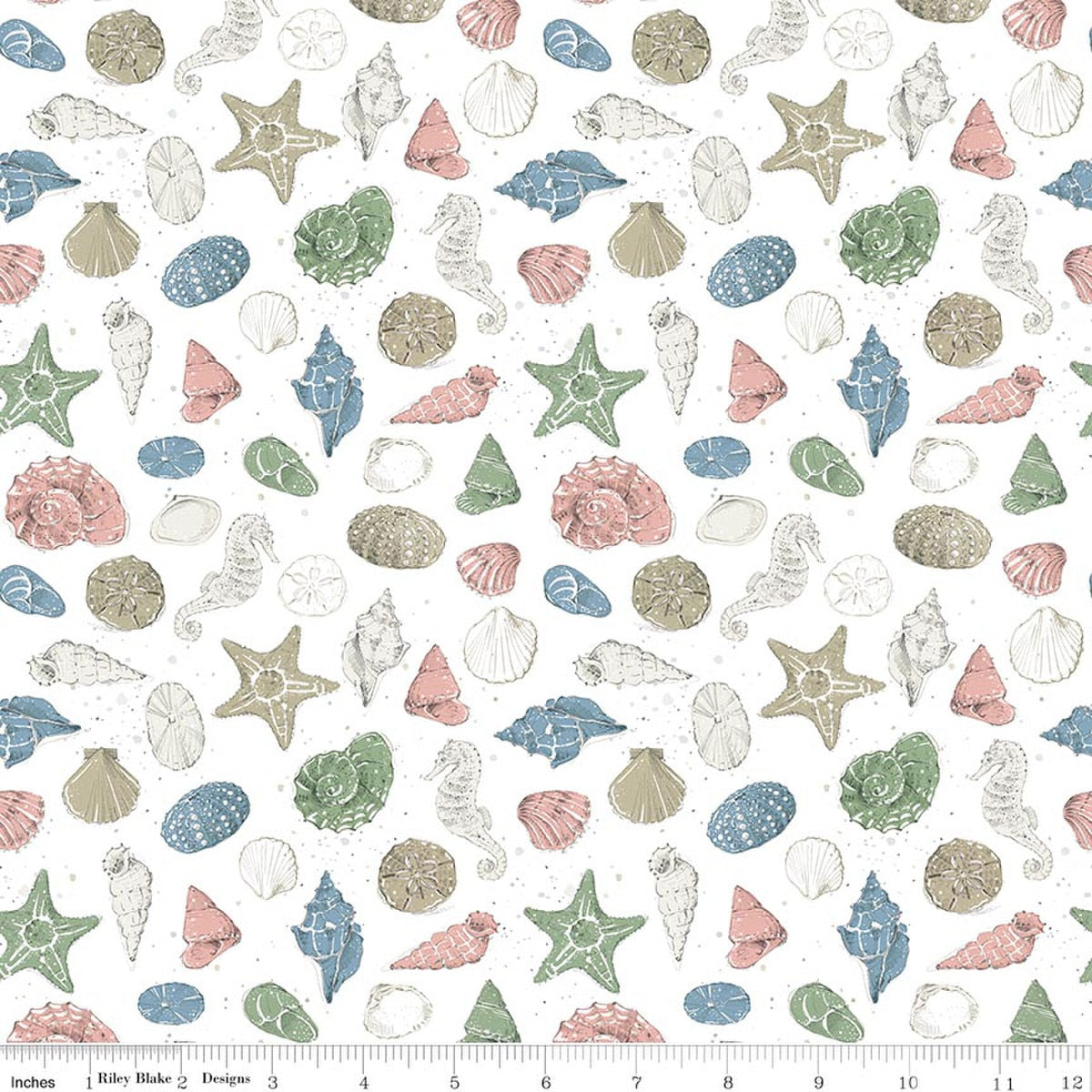 Sea Echoes Shells White by Lisa Audit for Riley Blake Designs