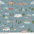 Upper Pines Campers Blue Fabric by the Yard - C18871-BLUE