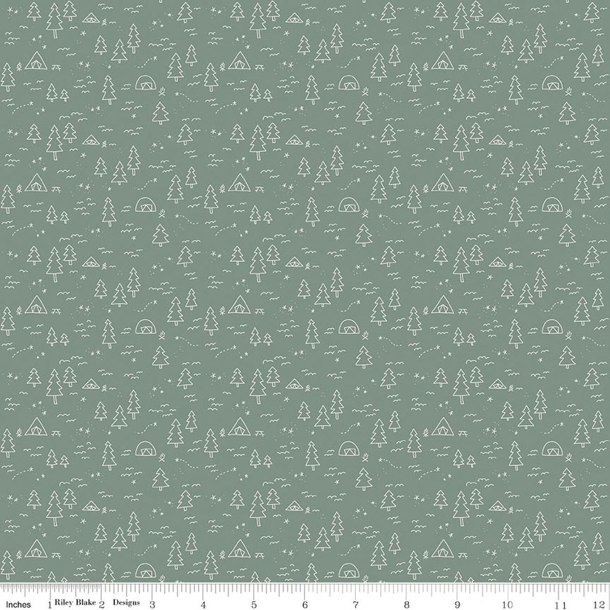 Upper Pines Campground Green Fabric by the Yard - C18874-GREEN