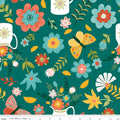 Folk Floral Main Jade Fabric by Jennifer Long for Riley Blake Designs
