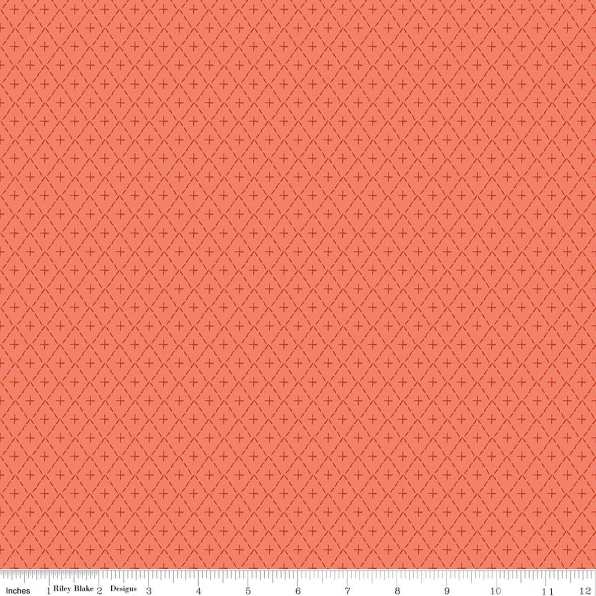 Folk Floral Diamonds Salmon Fabric by Jennifer Long for Riley Blake Designs