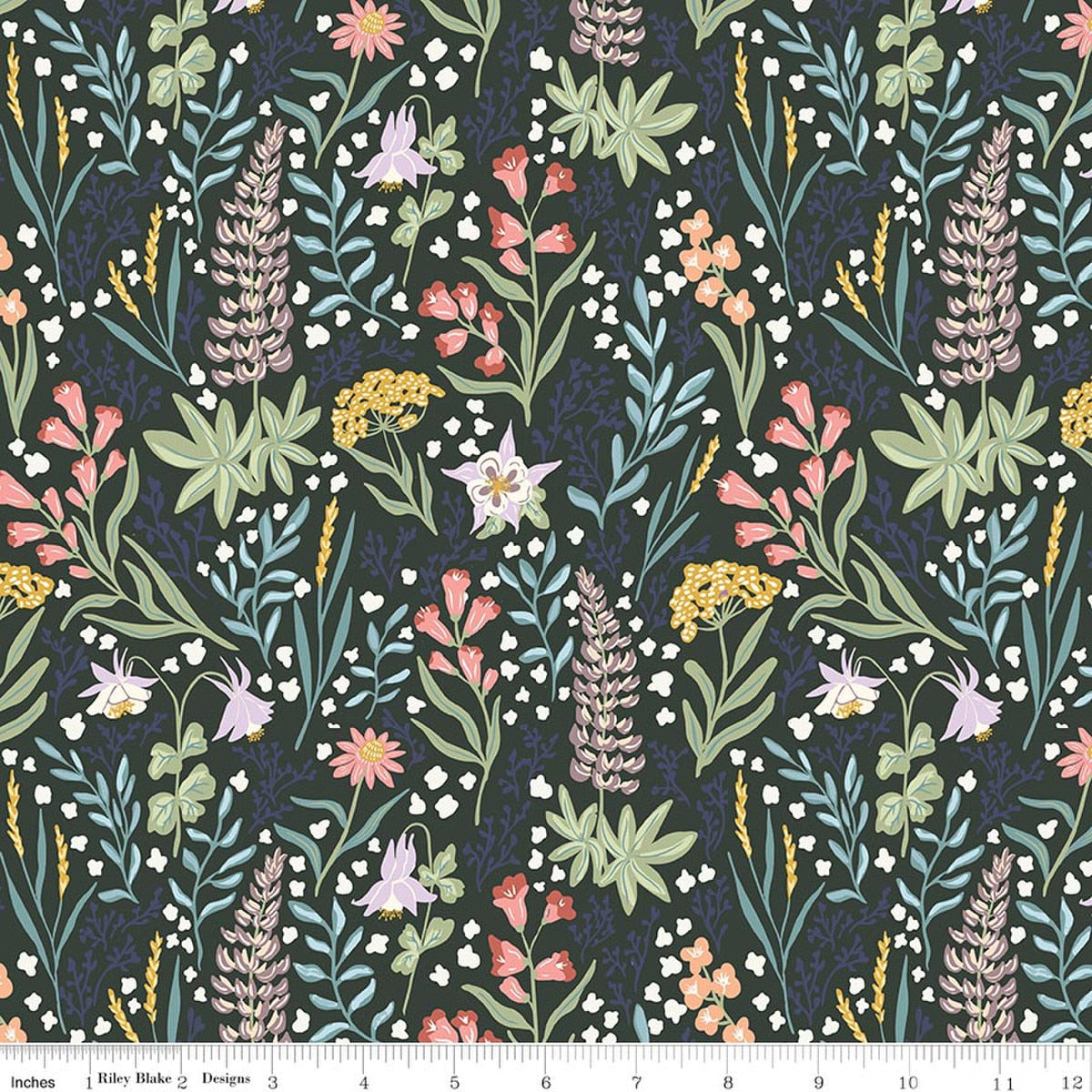Aspen Lake Lupine Fields Forest Fabric by Amber Elliot for Riley Blake Designs