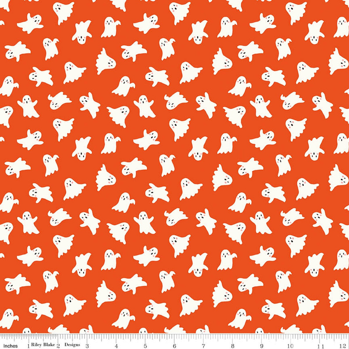Vintage Boo Ghosts Orange Fabric by My Mind’s Eye for Riley Blake Designs