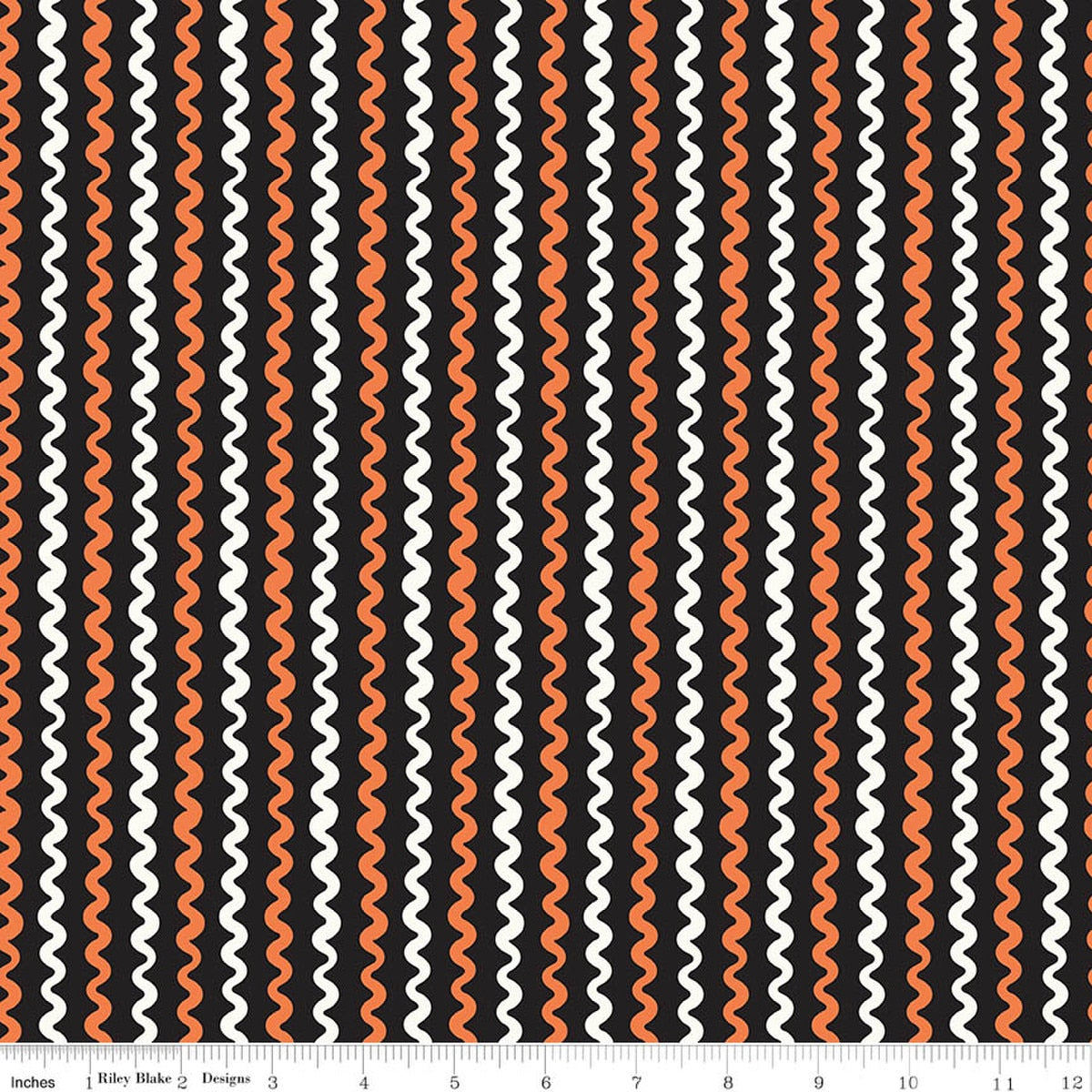 Vintage Boo Ric Rac Black Fabric by My Mind’s Eye for Riley Blake Designs