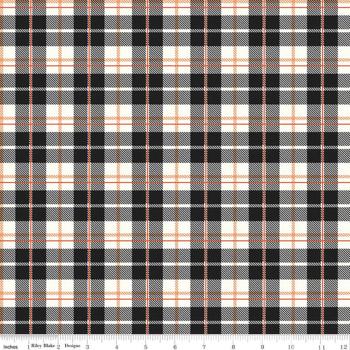 Vintage Boo Plaid Black Fabric by My Mind’s Eye for Riley Blake Designs