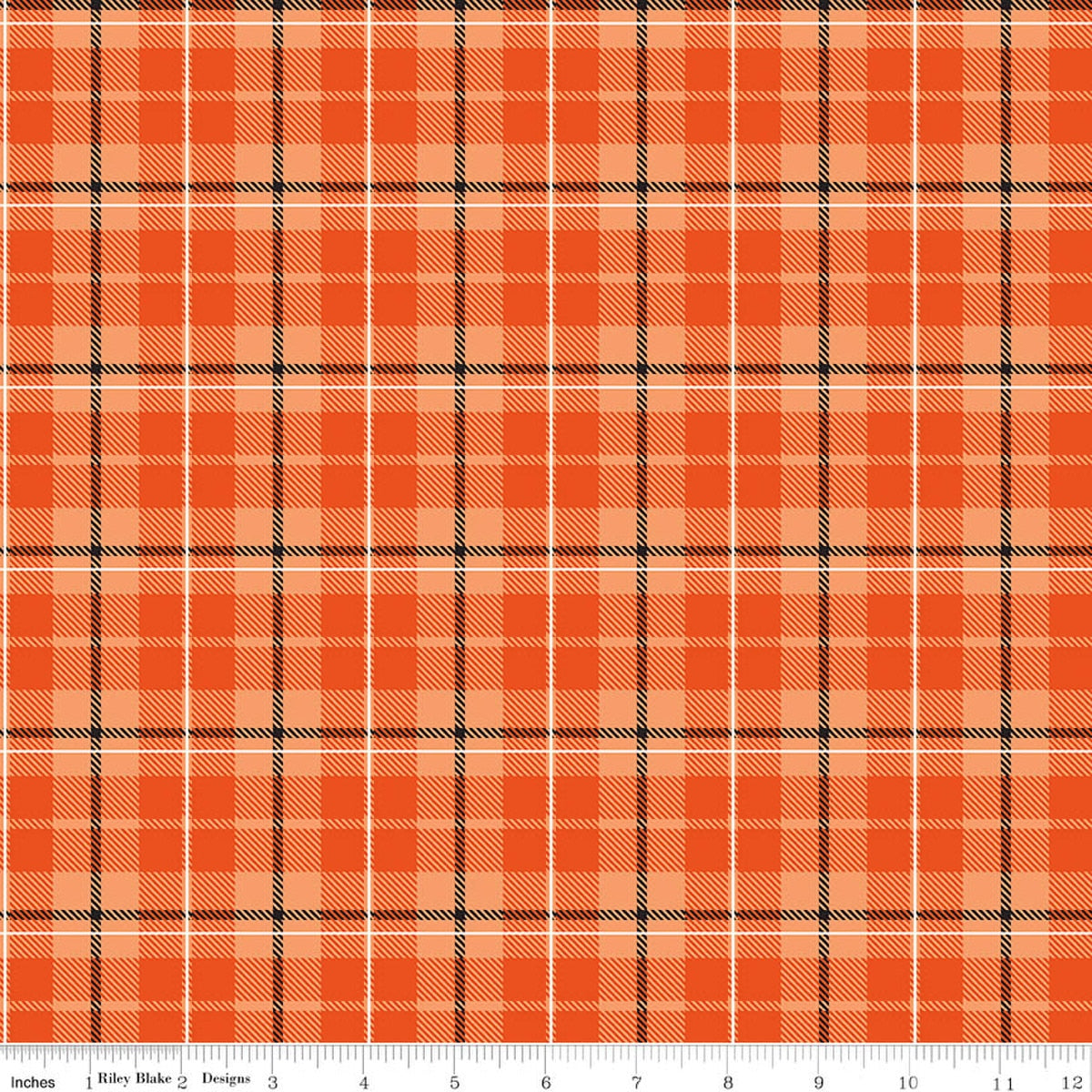 Vintage Boo Plaid Orange Fabric by My Mind’s Eye for Riley Blake Designs