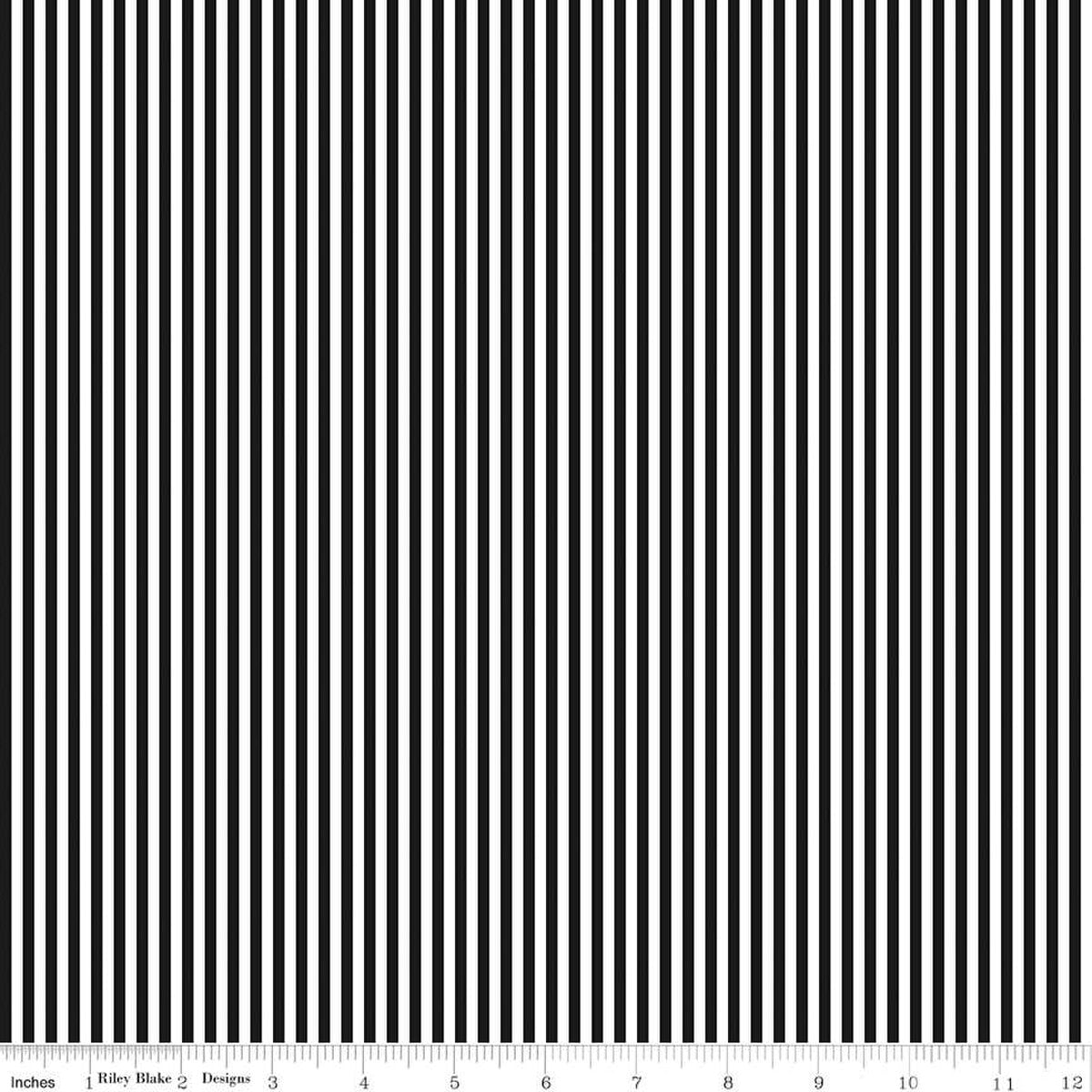 1/8" Stripe Black Fabric by the Yard - C495-BLACK