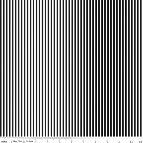1/8" Stripe Black Fabric by the Yard - C495-BLACK