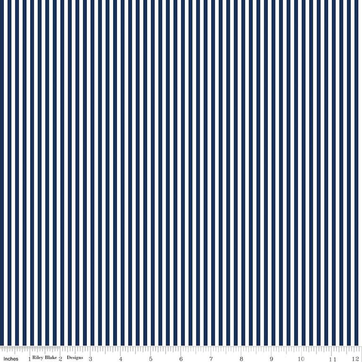 1/8" Stripe Navy Fabric by the Yard - C495-NAVY