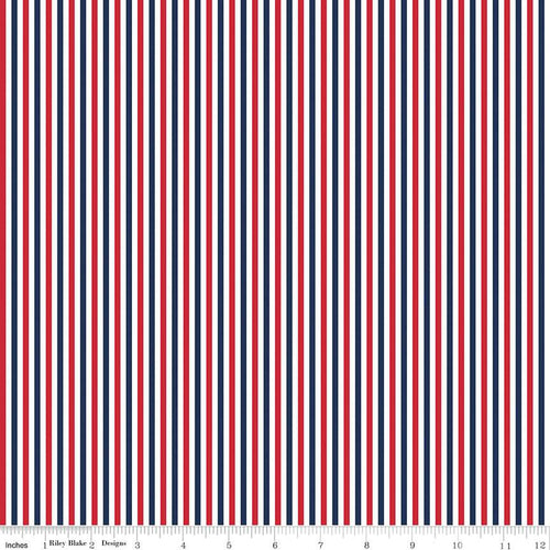 1/8" Stripe Patriotic Fabric by the Yard - C495-PATRIOTIC