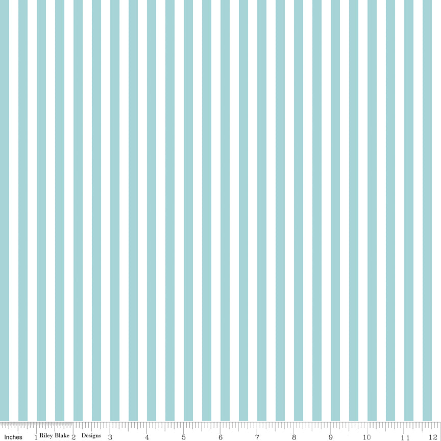 1/4" Stripe Aqua Fabric